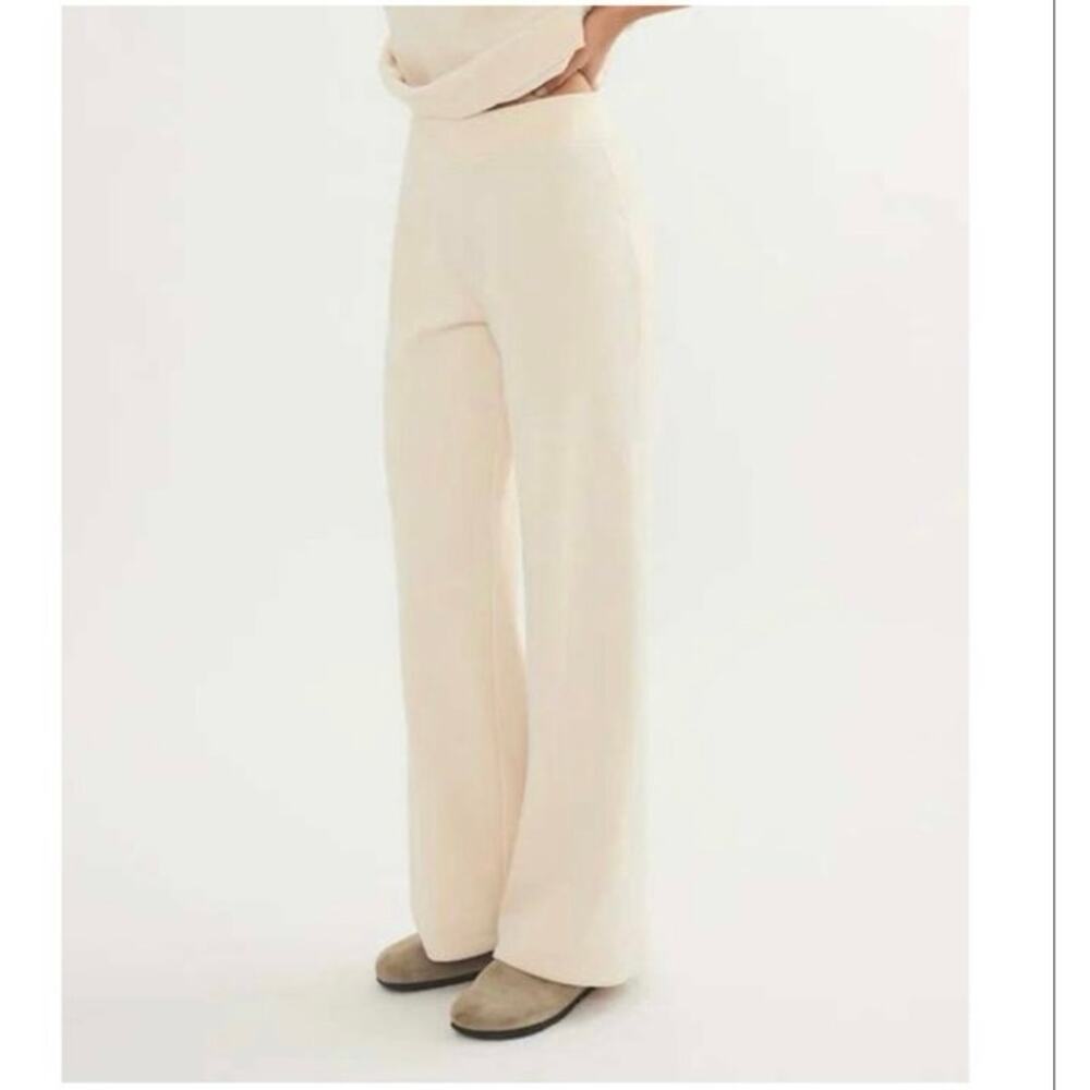 NWT MARINE LAYER Velour
Corduroy Flare Pants L Cream Ribbed Wide Leg High - Picture 2 of 12